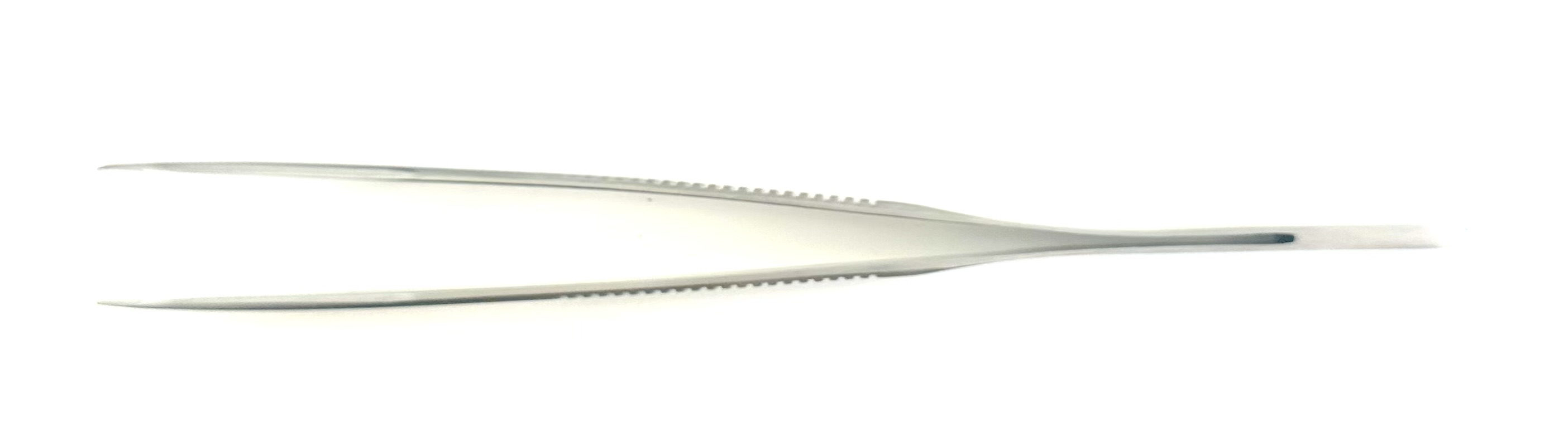 Forceps, 18cm long, Flat Handle 9mm Wide 45 degree Angle Tip 0.3mm diameter with Tying Platform
