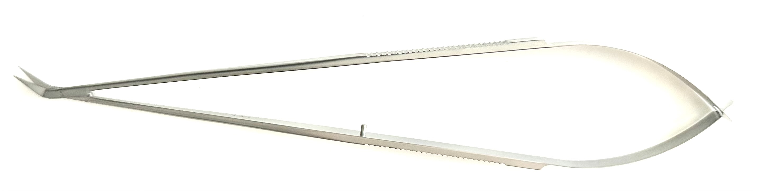 Jacobson Micro Scissors, spring style, flat handle, 25° angled micro fine blades, 8"