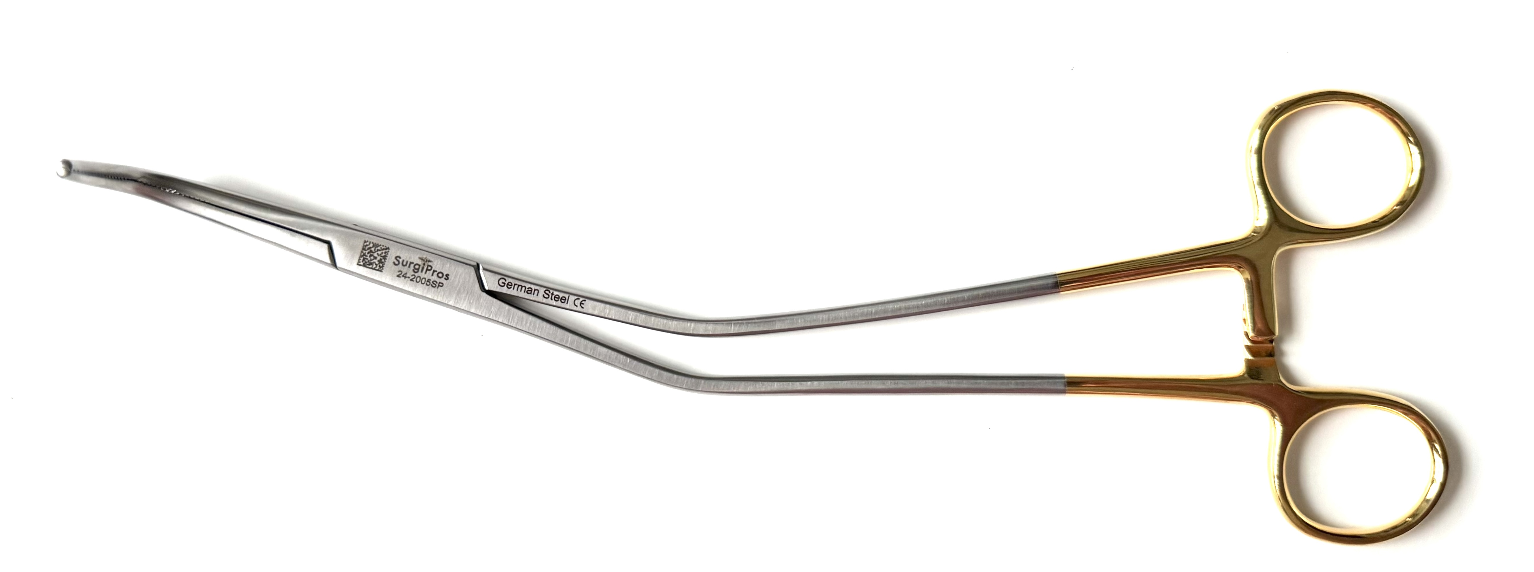 MCDOUGAL FORCEPS 9 7/8", W/ CROSS SERRATIONS -ANGLED LEFT 1" TIP LENGTH 2MM TIP