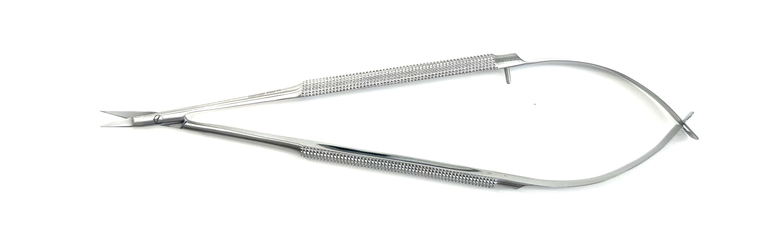 Dissecting Scissors 18cm long, Round Handle 8mm Wide, Curved Blade 15mm long