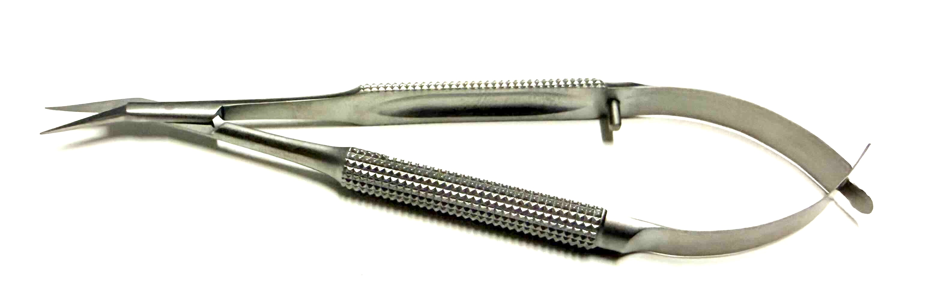 Castroviejo Micro Scissors, Spring style, round handle, 25º angled fine blades, 4-1/2″