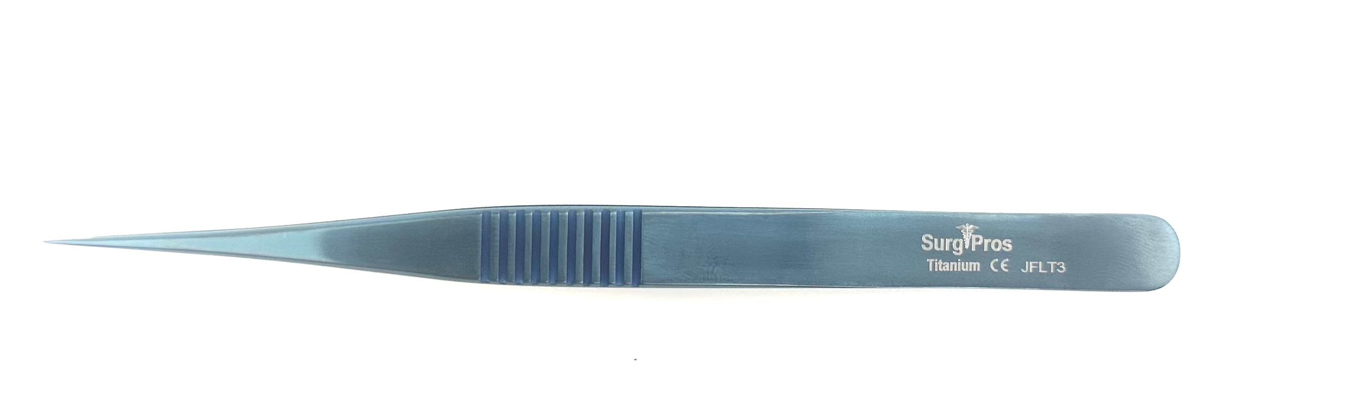 Forceps TITANIUM 13.5cm, Flat Handle 9mm wide, Straight 0.3mm tip diameter, With Tungsten Carbide Coating