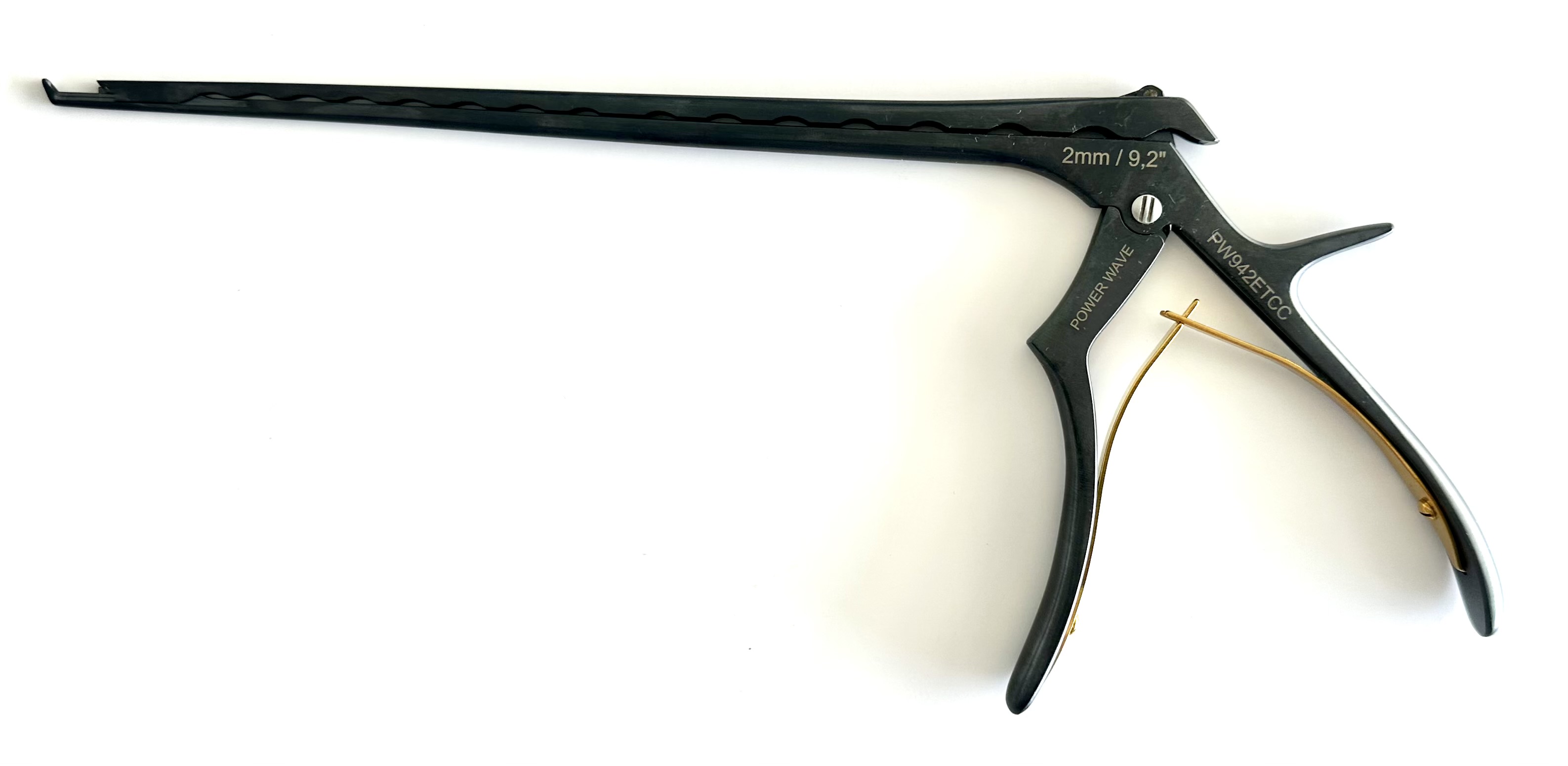 POWER WAVE 9" KERRISON RONGEUR; 40 DEGREE  UP 2MM THIN FOOTPLATE CERAMIC COATED W/EJECTOR
